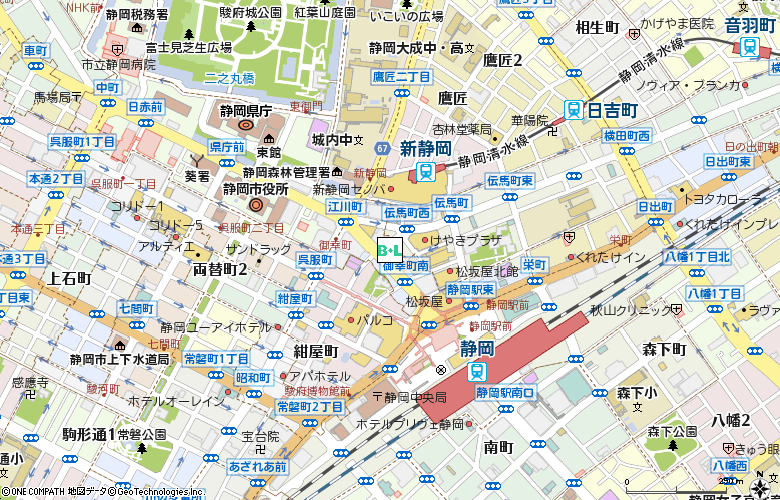 平成コンタクト静岡付近の地図
